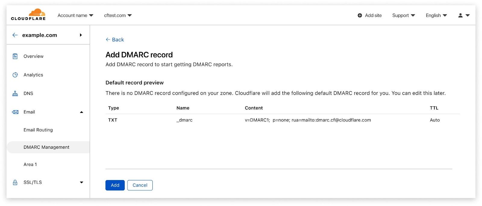 Cloudflare DMARC Management