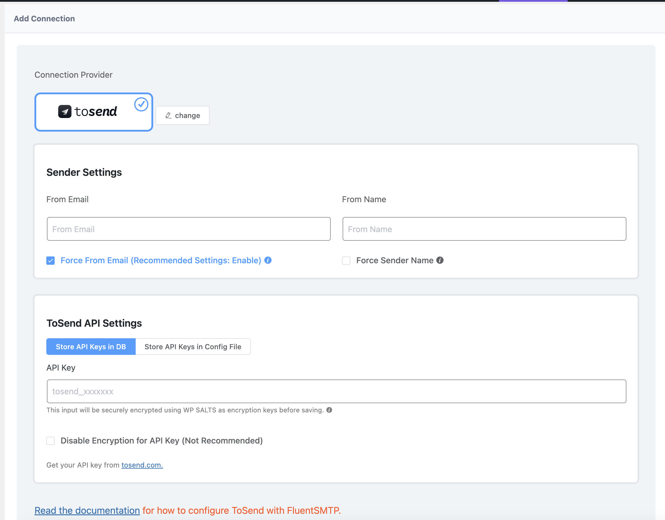 ToSend Configuration